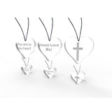 FixtureDisplays® 2 x 2" Clear Acrylic Plexiglass Heart Shape Gift Christan Gift Engrave w/ Letters "Jesus Love me !" 16721