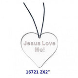 FixtureDisplays® 2 x 2" Clear Acrylic Plexiglass Heart Shape Gift Christan Gift Engrave w/ Letters "Jesus Love me !" 16721