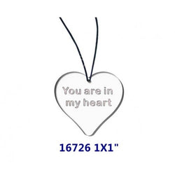 FixtureDisplays® 1 x 1" Clear Acrylic Plexiglass Heart Shape Gift Christan Gift Engrave w/ Letters "You are in my heart" 16726