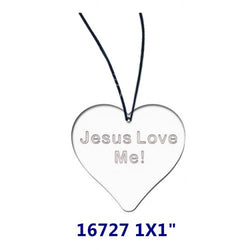 FixtureDisplays® 1 x 1" Clear Acrylic Plexiglass Heart Shape Gift Christan Gift Engrave w/ Letters "Jesus Love me !" 16727