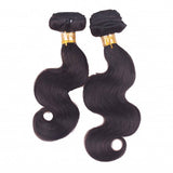 FixtureDisplays® 16 inch Black Wave Clip Extension Unprocessed REAL Human Hair Extensions, Pack of 1 Bundle 16734-16-Black