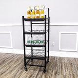 FixtureDisplays® 18"w Beverage, Bottled Water, Cocktail, Beer Display Rack w/ Wheels, 4 Shelves & Sign Clip - Black 16770