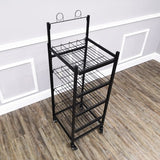 FixtureDisplays® 18"w Beverage, Bottled Water, Cocktail, Beer Display Rack w/ Wheels, 4 Shelves & Sign Clip - Black 16770