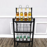 FixtureDisplays® 18"w Beverage, Bottled Water, Cocktail, Beer Display Rack w/ Wheels, 4 Shelves & Sign Clip - Black 16770