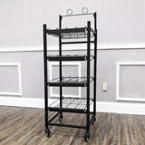 FixtureDisplays® 18"w Beverage, Bottled Water, Cocktail, Beer Display Rack w/ Wheels, 4 Shelves & Sign Clip - Black 16770