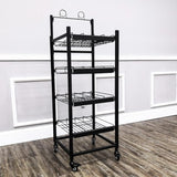FixtureDisplays® 18"w Beverage, Bottled Water, Cocktail, Beer Display Rack w/ Wheels, 4 Shelves & Sign Clip - Black 16770