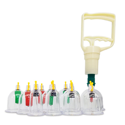 12 Cups Healthy Medical Vacuum Cupping Suction Therapy Massage Device Set 16778