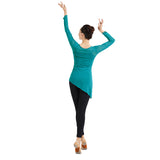 FixtureDisplays® Chiffon Long Sleeve Blouse Ballet Dance Dancewear Silk Blouse Fitted Top Party 16782-Tibet Green