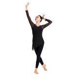 Chiffon Long Sleeve Blouse Ballet Dance Dancewear Silk Blouse Fitted Top Party