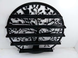 FixtureDisplays® Wall Mounted 5 Tier Nail Polish Rack Holder, Tree Silhouette Round Metal Salon Wall Art Display, Black 16785