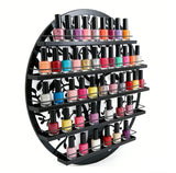FixtureDisplays® Wall Mounted 5 Tier Nail Polish Rack Holder, Tree Silhouette Round Metal Salon Wall Art Display, Black 16785