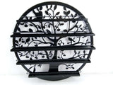 FixtureDisplays® Wall Mounted 5 Tier Nail Polish Rack Holder, Tree Silhouette Round Metal Salon Wall Art Display, Black 16785