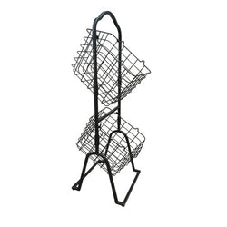 2-Tier Metal Market Basket Display Rack for Stores, Offices, Home Use Black 16787-2TIER-BLACK PRE-ORDER ONLY.