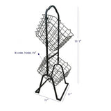 2-Tier Metal Market Basket Display Rack for Stores, Offices, Home Use Black 16787-2TIER-BLACK PRE-ORDER ONLY.