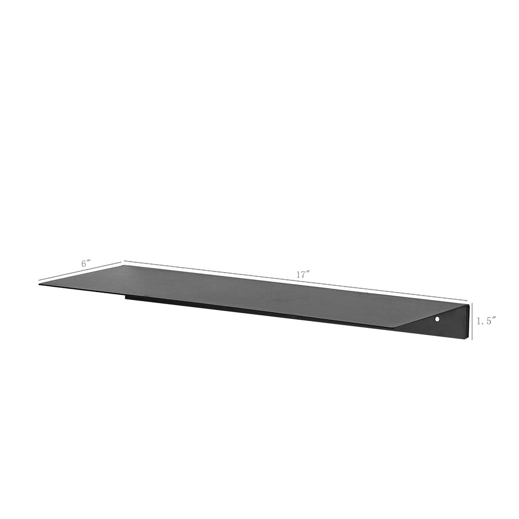 FixtureDisplays® 17Inch Modern Black Metal Floating Shelf Hanging Org