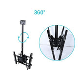 FixtureDisplays® Ceiling TV Mount for 2 Screens 42" to 75", Double Sided, Height Adjustable, Tilt & Pan - Black 16818