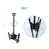 FixtureDisplays® Ceiling TV Mount for 2 Screens 42" to 75", Double Sided, Height Adjustable, Tilt & Pan - Black 16818