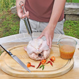 Meat Seasoing Injector Syringe BBQ Smoking Grilling w/ 3 Needles Stainless Steel 16832
