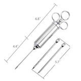 Meat Seasoing Injector Syringe BBQ Smoking Grilling w/ 3 Needles Stainless Steel 16832