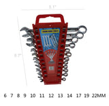 Combination Wrench Set with Carrier Metric 6 14mm 17,19,22mm 12PC