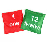 12PK 5 Nylon Bean Bags Cornhole Printed with Numbers Assorted Carnival Game