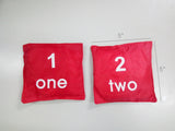 12PK 5 Nylon Bean Bags Cornhole Printed with Numbers Assorted Carnival Game
