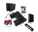 PS4/PS4 Slim/PS4 Pro Cooling Fan Cooler with Dual Controller Charging Station