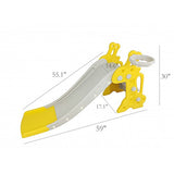 FixtureDisplays® 3-Step Children Slide Play Slide Freestanding Slide with Basketball Hoop for Kid Games 16874