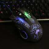 Wired USB Gaming Mouse 4 Adjustable DPI Levels Breathing LED Light 6 Button
