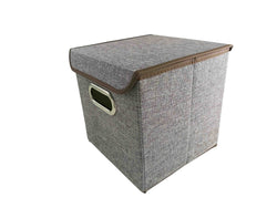 4PK Collapsible Storage Bins Linen Fabric Foldable Basket Cubes Organizer Boxes