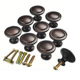 FixtureDisplays® 25 pcs of Oil Rubbed Bronze Cabinet Hardware Round Knob - 1-1/4" Diameter for Drawer Dresser Kitchen Cupboard Door, Comes with 1" M Screws 16885