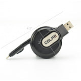 FixtureDisplays® Duo (2.6ft/0.8m) Retractable Flat Charge and Sync 2-in-1 Cable with Lightning & microUSB connectors for IOS/Android 16903