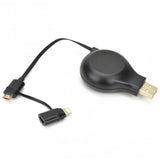 FixtureDisplays® Duo (2.6ft/0.8m) Retractable Flat Charge and Sync 2-in-1 Cable with Lightning & microUSB connectors for IOS/Android 16903