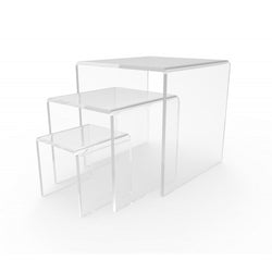 Three Riser Combo 2, 3, 4 Cube 3-Sided Clear Plexiglass Pedestal Lucite Acrylic Display Risers Jewelry Showcase Fixtures - 1/8 Thick 16905-234-CLEAR