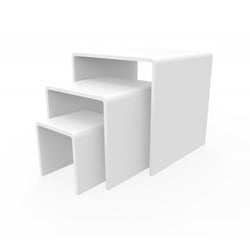 Three Riser Combo 2, 3, 4 Cube 3-Sided White Plexiglass Pedestal Lucite Acrylic Display Risers Jewelry Showcase Fixtures - 1/8 Thick 16905-234-WHITE