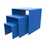 Three Riser Combo 2, 3, 4 Cube 3-Sided Blue Plexiglass Pedestal Lucite Acrylic Display Risers Jewelry Showcase Fixtures - 1/8 Thick 16905-234-BLUE