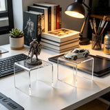 One Riser Combo 2" Cube 3-Sided Clear Plexiglass Pedestal Lucite Acrylic Display Risers Jewelry Showcase Fixtures - 1/8" Thick 16905-2INCH-CLEAR