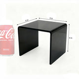 One Riser Combo 4" Cube 3-Sided Black Plexiglass Pedestal Lucite Acrylic Display Risers Jewelry Showcase Fixtures - 1/8" Thick 16905-4INCH-BLACK