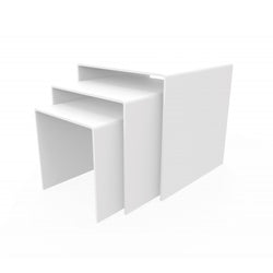 Three Riser Combo 5, 6, 7 Cube 3-Sided White Plexiglass Pedestal Lucite Acrylic Display Risers Jewelry Showcase Fixtures - 1/8 Thick 16905-567-WHITE