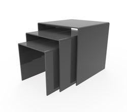 Three Riser Combo 5, 6, 7 Cube 3-Sided Black Plexiglass Pedestal Lucite Acrylic Display Risers Jewelry Showcase Fixtures - 1/8 Thick 16905-567-BLACK