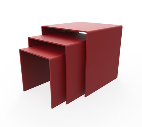 Three Riser Combo 5, 6, 7 Cube 3-Sided Red Plexiglass Pedestal Lucite Acrylic Display Risers Jewelry Showcase Fixtures - 1/8 Thick 16905-567-RED