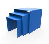 Three Riser Combo 5, 6, 7 Cube 3-Sided Blue Plexiglass Pedestal Lucite Acrylic Display Risers Jewelry Showcase Fixtures - 1/8 Thick 16905-567-BLUE
