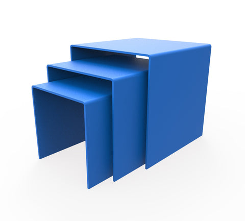 Three Riser Combo 5, 6, 7 Cube 3-Sided Blue Plexiglass Pedestal Lucite Acrylic Display Risers Jewelry Showcase Fixtures - 1/8 Thick 16905-567-BLUE