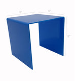 One Riser Combo 6" Cube 3-Sided Blue Plexiglass Pedestal Lucite Acrylic Display Risers Jewelry Showcase Fixtures - 1/8" Thick 16905-6INCH-BLUE