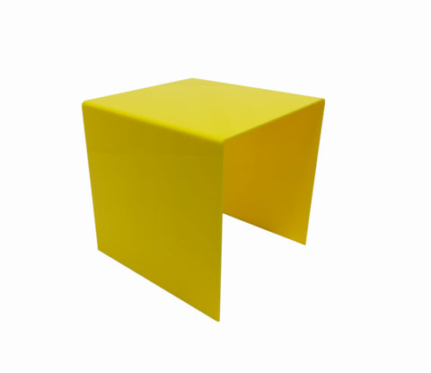 One Riser Combo 8" Cube 3-Sided Yellow Plexiglass Pedestal Lucite Acrylic Display Risers Jewelry Showcase Fixtures - 1/8" Thick 16905-8INCH-YELLOW