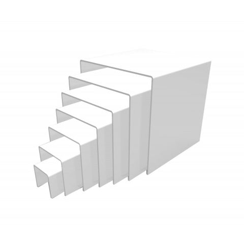 Seven Riser Combo 2, 3, 4,5,6,7,8 Cube 3-Sided White Plexiglass Pedestal Lucite Acrylic Display Risers Jewelry Showcase Fixtures - 1/8 Thick 16905-2345678-WHITE