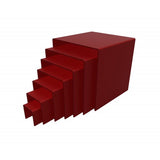 Seven Riser Combo 2, 3, 4,5,6,7,8 Cube 3-Sided Red Plexiglass Pedestal Lucite Acrylic Display Risers Jewelry Showcase Fixtures - 1/8 Thick 16905-2345678-RED