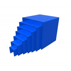 Seven Riser Combo 2, 3, 4,5,6,7,8 Cube 3-Sided Blue Plexiglass Pedestal Lucite Acrylic Display Risers Jewelry Showcase Fixtures - 1/8 Thick 16905-2345678-BLUE