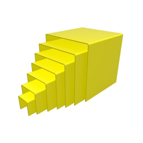 Seven Riser Combo 2, 3, 4,5,6,7,8 Cube 3-Sided Yellow Plexiglass Pedestal Lucite Acrylic Display Risers Jewelry Showcase Fixtures - 1/8 Thick 16905-2345678-YELLOW