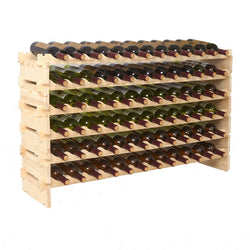 FixtureDisplays? 51 X 12 X 26 Stackable Modular Wine Rack Stackable Storage Stand Display Shelves, Pine wood, (72 Bottle Capacity, 6 rows x 12) 16931